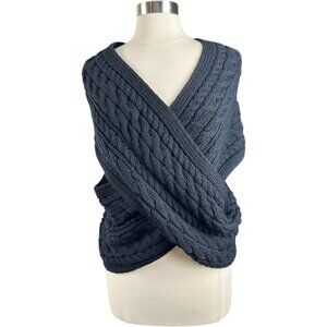 Aran Woollen Mills Women Medium M cable wrap sweater crossover Wool cozy
